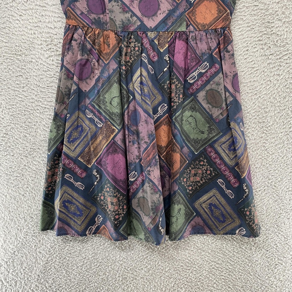ModCloth Dress Womens XL Patchwork Fit Flare Cotton V-Neck Moody Knee Length - Picture 2 of 12